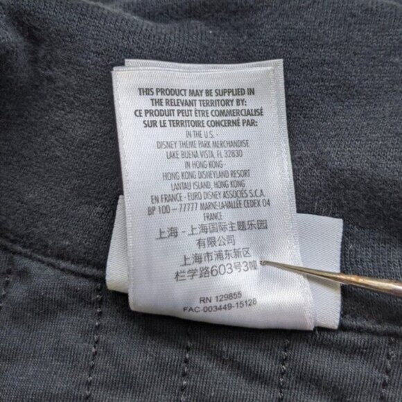 Disney Parks Black Moto Zip Sweatshirt Jacket XS FLAWS Mickey Mouse Distressed - Picture 13 of 13